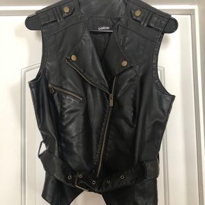 Black leather vest
